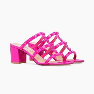 Valentino Garavani rockstud patent leather sandals fuschia
